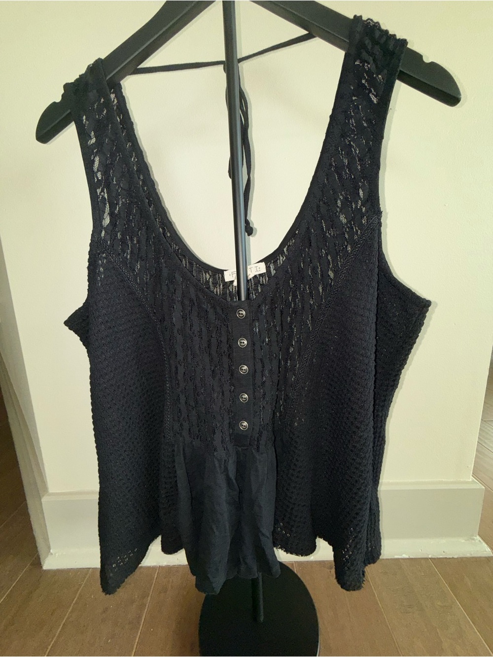 torrid Black Crochet Button-Front Tank Festi